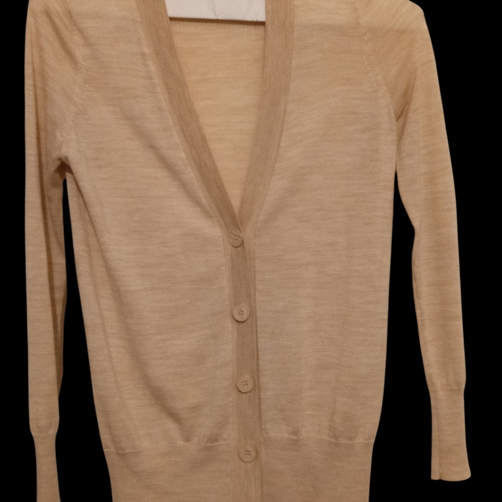 LOFT Cream Button-Up Cardigan
